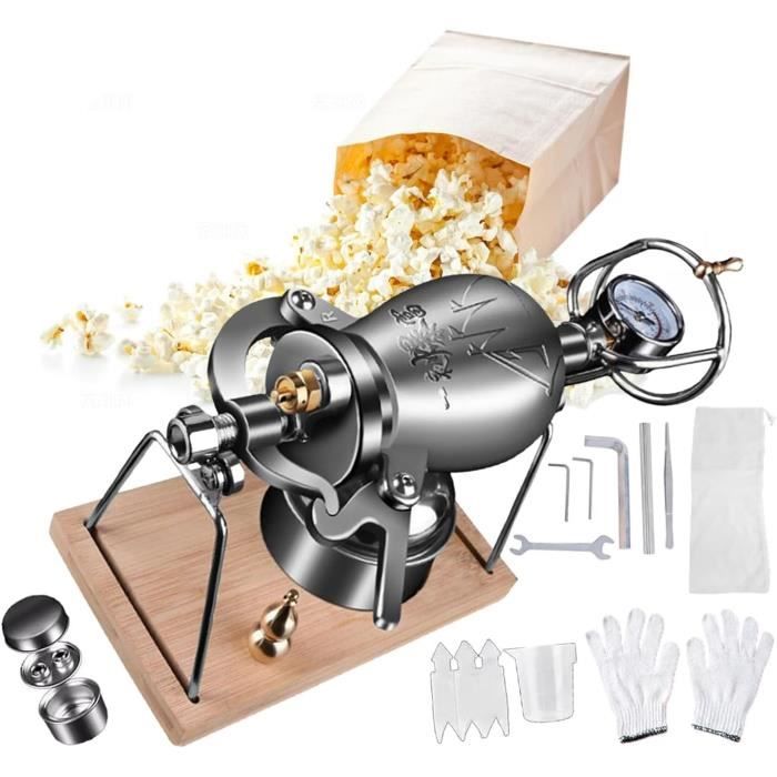 Machine À Pop-Corn À Main Bricolage 304 Amplificateur De Grain En Acier Inoxydable Vintage