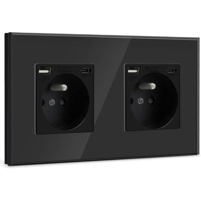 Prise Meuble Design Prise Encastrable 10 En 1 Avec USB-C - 6 Prises 4 Ports USB Pour Plan De Travail Blanc Bloc Prise Usb C