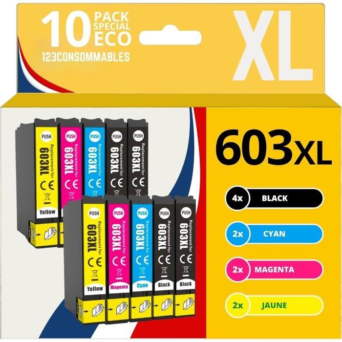 Cartouches D'encre Compatibles 603XL – Pour Imprimantes Deskjet WF-2810DWF, WF-2835DWF, WF-2850DWF