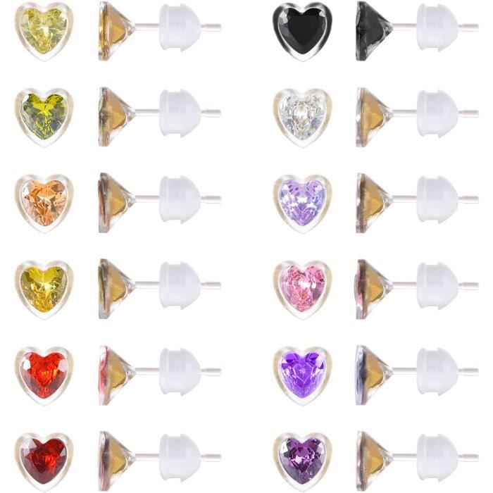 Lot Lot De 12 Paires De Boucles D'oreilles à Tige LZMEI - Perles Synthétiques 10mm - 12 Couleurs Assorties - Acier Inoxydable Boucles D' Oreilles à Tige