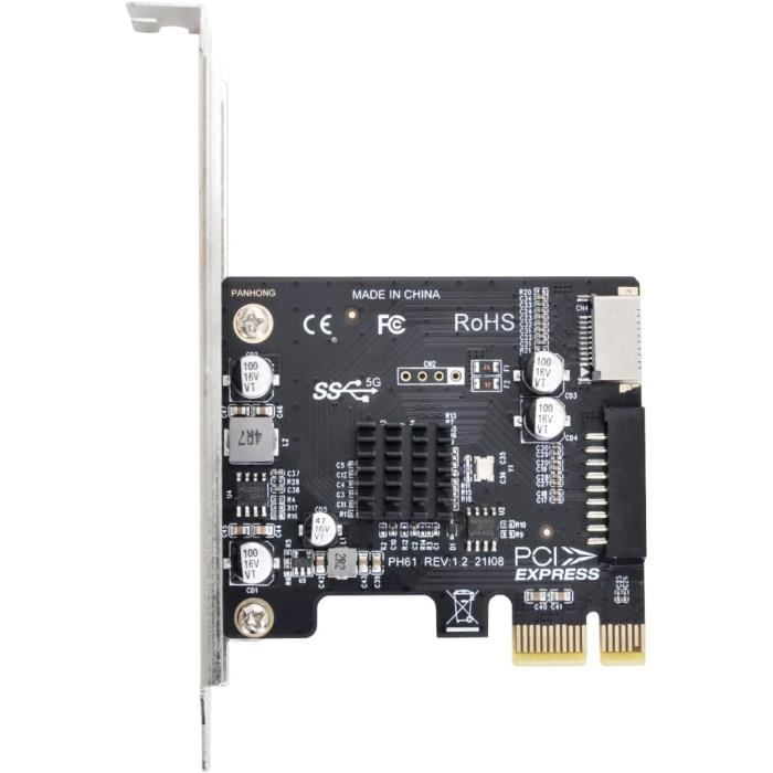 Carte D'extension PCIE 7 Ports, 1,5 A 7 Ports USB 3.2 GEN1 5 Gbps