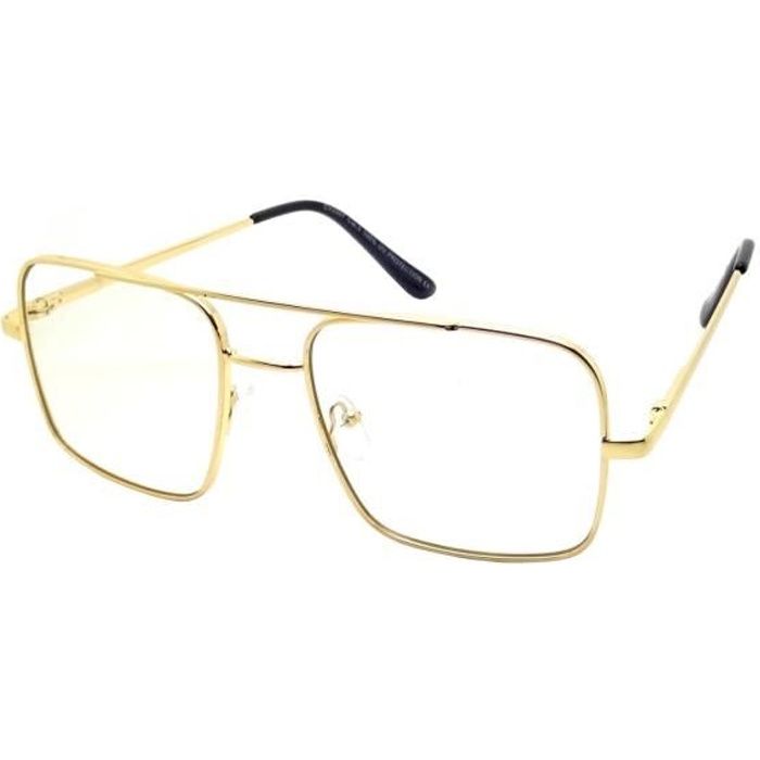 Lunettes VUE Homme Doré Rectangle Pilote Street Luxe Métal SWAG