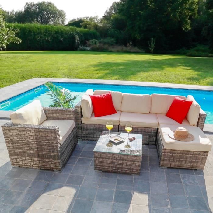 Salon de Jardin Effet Rotin 10 - SKYLANTERN - Salon