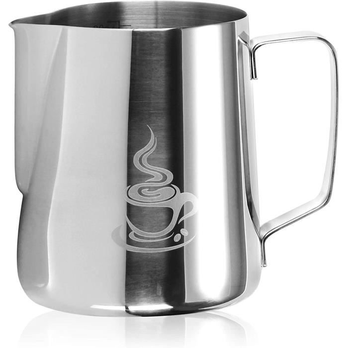 Pot à Lait En Acier Inoxydable Avec Couvercle - 600 Ml, Pour Mousser Lait, Café, Design Sans Gouttes, Poignée Ergo - 7