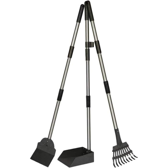Pelle à Fientes Pour Poulailler Réglable - Tamis Intégré - Manche Acier Inox - Longueur 90 à 165 Cm - Pour Litière Sable