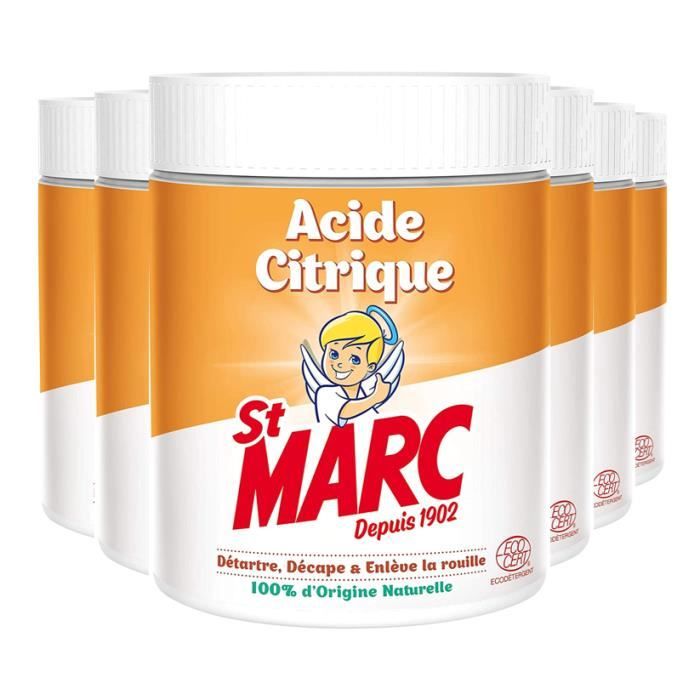 St Marc Acide Citrique Nettoyant Multi-Usage 100% dOrigine Naturelle 500 g - Lot de 6