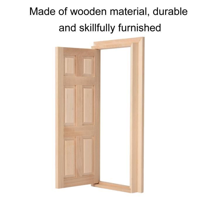 Porte En Bois Miniature 1:12 Pour Maison De Poupée - Modèle Coloré Bleu DIY Enfants