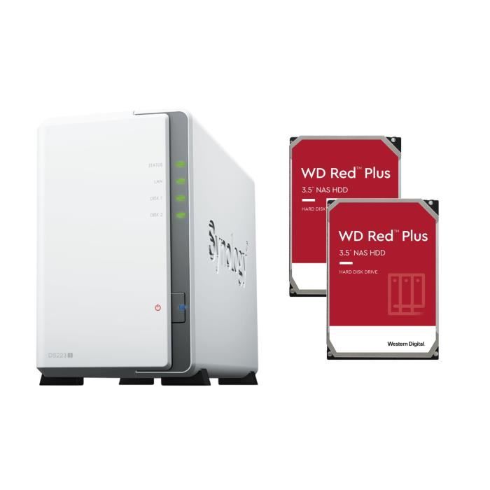 Synology DS223J Serveur NAS total 16To avec 2x disque dur WD 8To RED PLUS -  Cdiscount Informatique