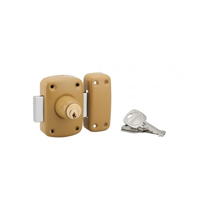 THIRARD - Verrou double entrée Corvette pour porte dentrée cylindre 40mm acier 3 clés époxy bronze - THIRARD