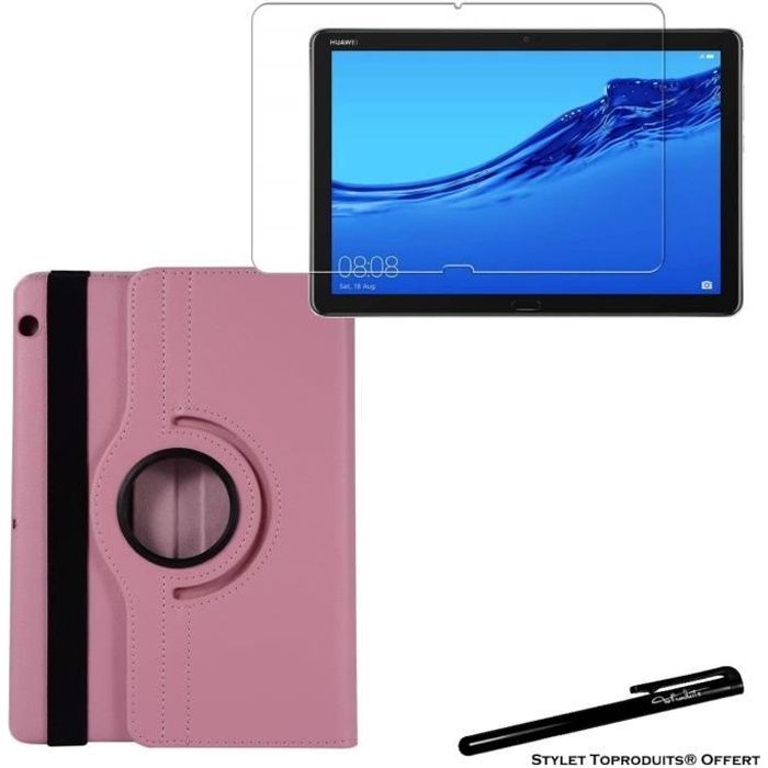 Coque Flip Pour Huawei Mediapad M5 Lite 10 - Support Intégré, Fentes Cartes - Cuir PU Or Rose