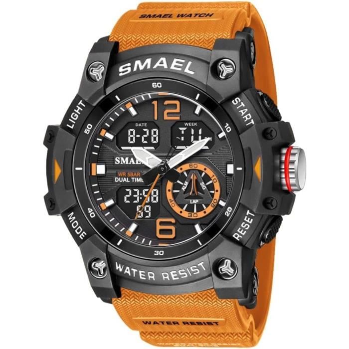 Montre SMAEL Homme Étanche LED Numérique Chronomètre Grand Cadran Sport