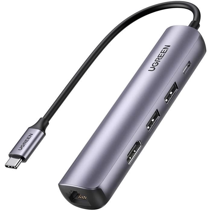 UGREEN Hub USB C 5 en 1 Adaptateur vers HDMI 4K, RJ45 Ethernet, USB C PD 100W et 2 Ports USB 3.0
