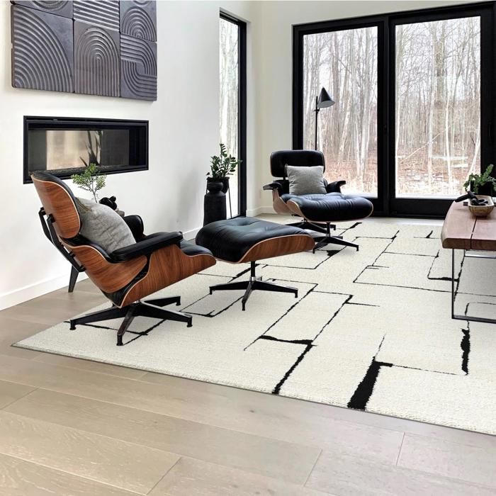 Tapis salon LYN9 BRINKI 200x290 cm Noir - Tapis Grand salon doux et soyeux