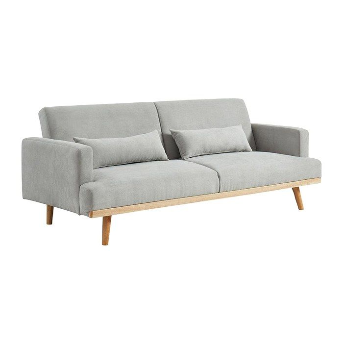 Canapé 3 places convertible clic-clac en tissu ESME - Gris clair