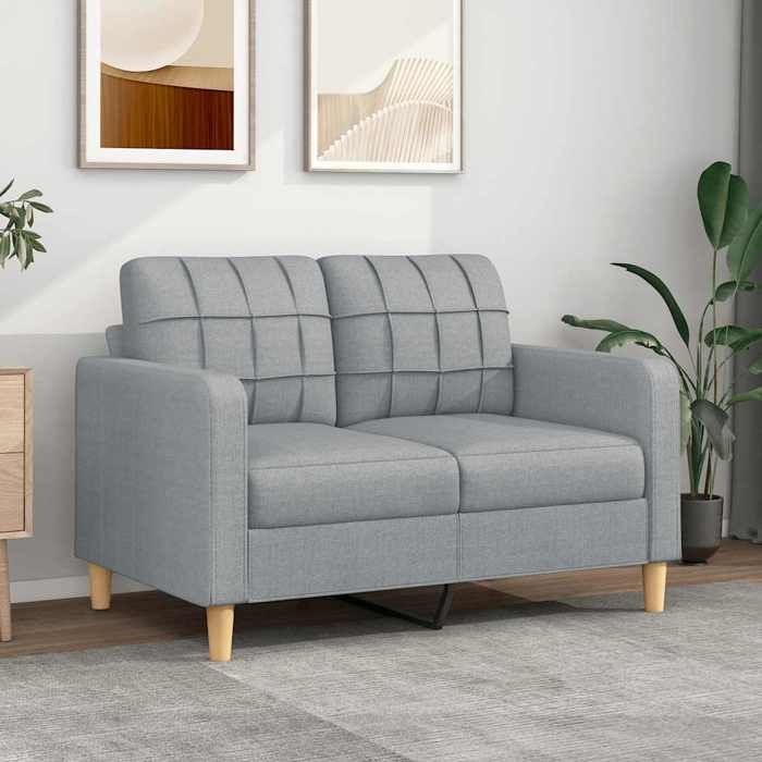 vidaXL Canapé à 2 places Gris clair 120 cm Tissu 359083