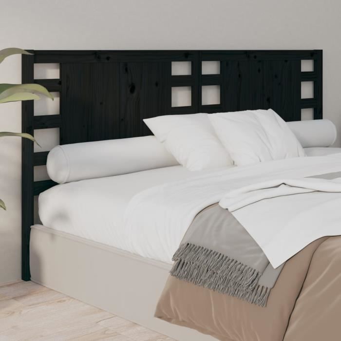 fhe - tête de lit noir 146x4x100 cm bois massif de pin - haute qualite yosoo - dx0632