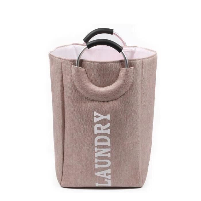 Panier à Linge Sale Pliable Rayé – 40x50 Cm, Poignées Cuir – Rangement Chambre, Salle De Bain, Jouets – Design Minimaliste