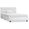 Cadre de lit enfant Simple Confortable Contemporain avec LED Blanc Similicuir 100 x 200 cm®UBEXEU® Structure de lit Solide-1