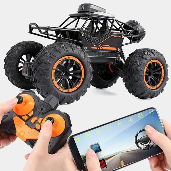 Voiture Télécommandée 1/18 4WD – Tout-terrain Rock Crawler – Lumières LED – Batterie 500 MAh – Cadeau Enfant