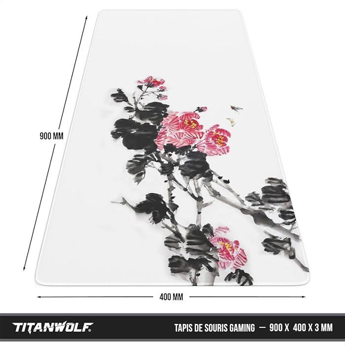 Tapis De Souris Gaming XXL Titanwolf 900x400 Mm - Speed Surface Tissu, Base Antidérapante Caoutchouc, Bureau Gamer Extra Large