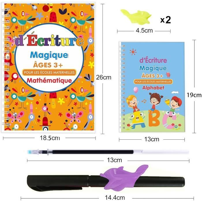 Cahier Apprentissage Ecriture, Cahier Magique Ecriture, Groove Calligraphy Pour Enfants, 4 Cahiers Livret Magique, Practice Copybook Avec 5 Recharges, 1 Porte-stylo, 1 Correcteur De Poignée De Stylo