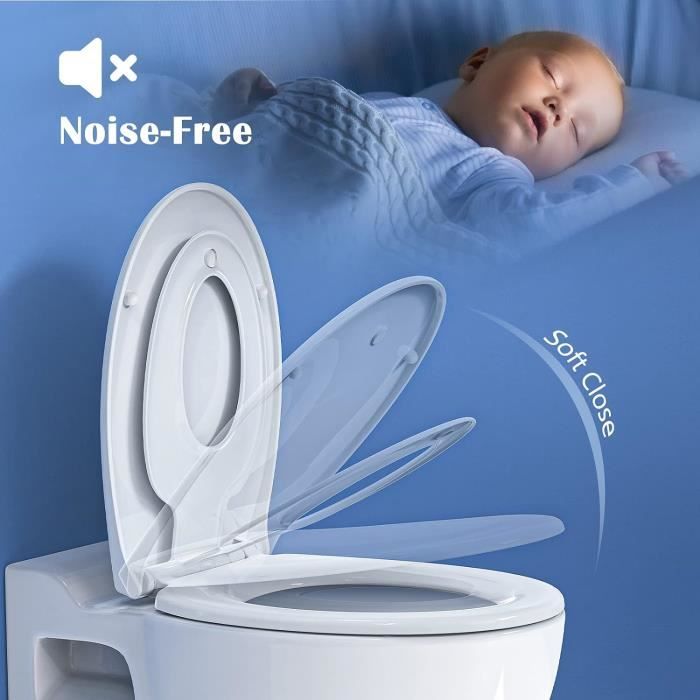 Abattant WC Antibactérien Avec Système D'abaissement Automatique & Quick Release, Forme En O, Charnières En Métal, Abattant De Toilettes Pour Le Nettoyage