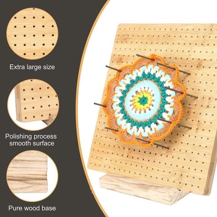 Bloqueur Crochet Planche De Blocage Au Crochet De 39 Cm Avec Piquets, Planches De Blocage Carrées Pour Projets De Crochet Avec 30 Tiges En Acier Inoxydable, Tapis De Planche à Bloquer Crochet