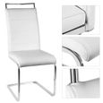 Lot de 2 chaises contemporaines - Similicuir blanc rembourré pour salle à manger - Métal - Design-2