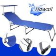 Chaise longue pliable Hawaii Bleu transat avec pare-soleil bain de soleil pour plage jardin camping transport-2