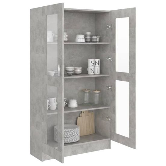 Armoire à Vitrine Sonoma Gris 82,5x30,5x80 Cm Bois D'ingénierie - Bibliothèque - Meuble Tv Rangement Armoire Vitrine Mobilier Interieur 83612928