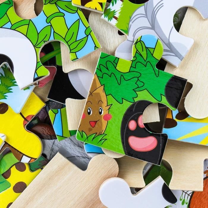 Jeu L'Éducation Puzzle Bois Enfants Apprentissage Anglais Numéros  Animaux 64978
