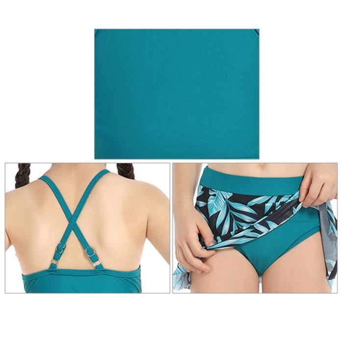 Tankini Fille GUC XS (4-5 Ans) – Multicolore, Chevrons/petits Pois, OP BIN