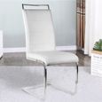 Lot de 2 chaises contemporaines - Similicuir blanc rembourré pour salle à manger - Métal - Design-3