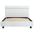 Cadre de lit enfant Simple Confortable Contemporain avec LED Blanc Similicuir 100 x 200 cm®UBEXEU® Structure de lit Solide-3