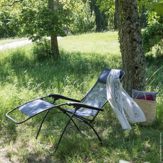 LAFUMA MOBILIER RSXA Relaxstoel – Inklapbaar & Verstelbaar – Texplast – Zero-Gravity Stand – Tot 140 Kg – Kastanjebruin – Frans Merk
