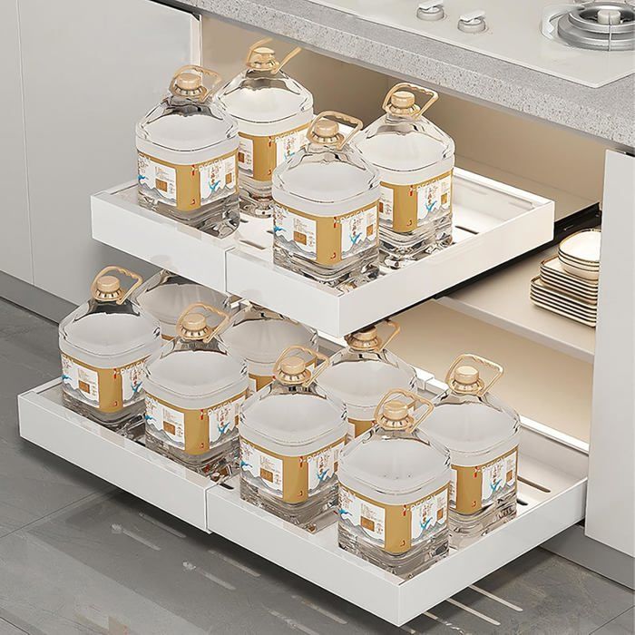 Tiroir De Rangement Extensible De 53,3 Cm De Profondeur Pour Armoires, 32 à 52,1 Cm, Tiroirs Coulissants Pour Armoires De Cuisine, Tiroir De Rangement Coulissant Avec Adhésif Nano (noir, 1 Pièce