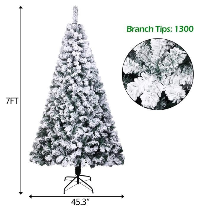 Sapin de Noël Artificiel 210 cm avec Support de Fer - Neige - Décoration  fêtes Arbre de noël 1300 Branches - Cdiscount Maison