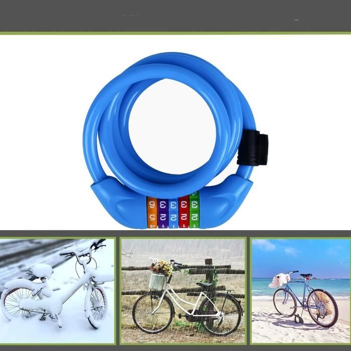 Câble Antivol Moto Vélo - Acier Renforcé 7.5mm - Code Personnalisable - 120cm - Léger