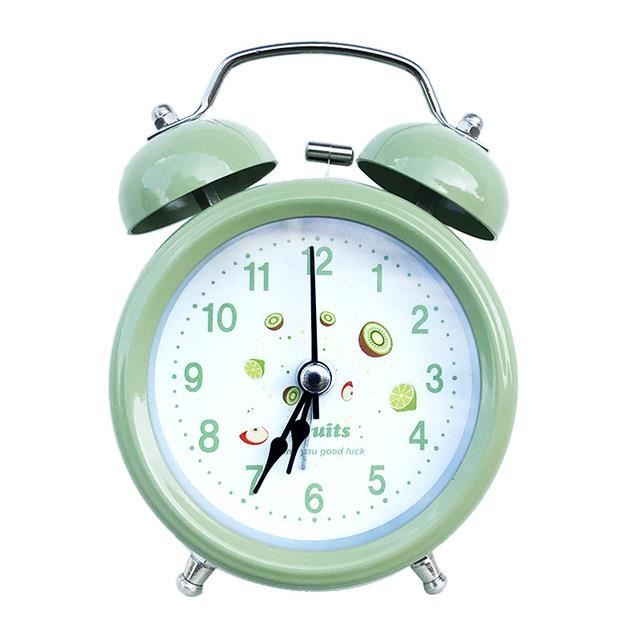 Fishtec Réveil Rétro Phosphorescent Radiopiloté - Double Cloche Vintage Chromé Vert Fluorescent 18cm