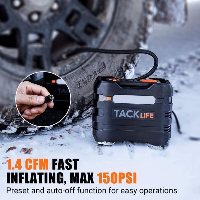 TACKLIFE Compresseur d Air Gonfleur de Pneu Portable Pompe de