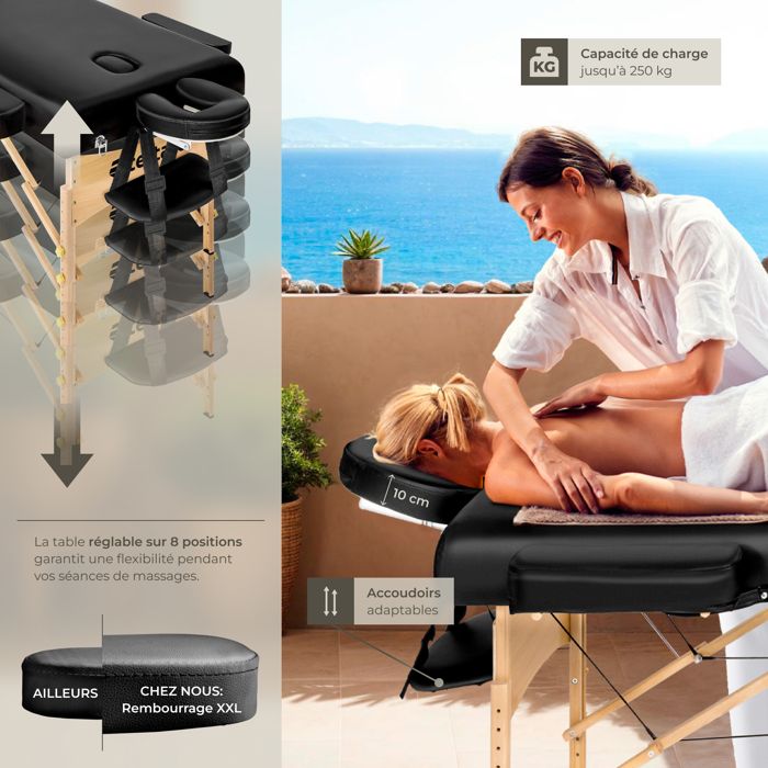 Table De Massage Pliante 3 Zones + Tabouret Manucure + Sac - Kit Esthétique/Reiki Neuf