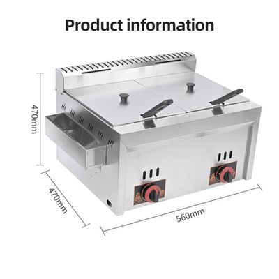 Friteuse Gaz Professionnelle 2x10L Inox - Cuisson Frites, Poulet Usage Domestique Et Commercial