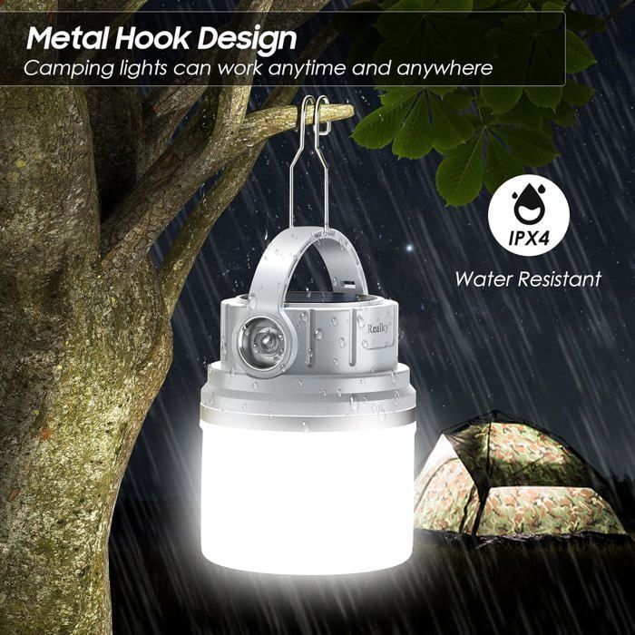 bangminda Lot de 2 LED Lanterne Camping Lampe Camping USB Rechargeable 5 Modes Luminosité Lanterne Portable Étanche à Suspendre pour Tente Pêche Jardin Exterieur Randonnée Patio