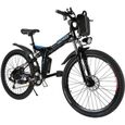 Vélo VTT 26 pouces 36V vélo de montagne de puissance électrique pliable avec batterie Lithium-Ion noir UK plug-0