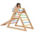 MODERNLUXE Aire de Jeux Intérieur multifonctionnel triangle d'escalade avec toboggan et arche d'escalade, en bois-0
