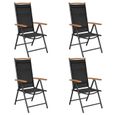 "Top" Chaises de jardin JILI - Fauteuil d'extérieur pliables 4 pcs aluminium et textilène noir,18,6 Kg-0