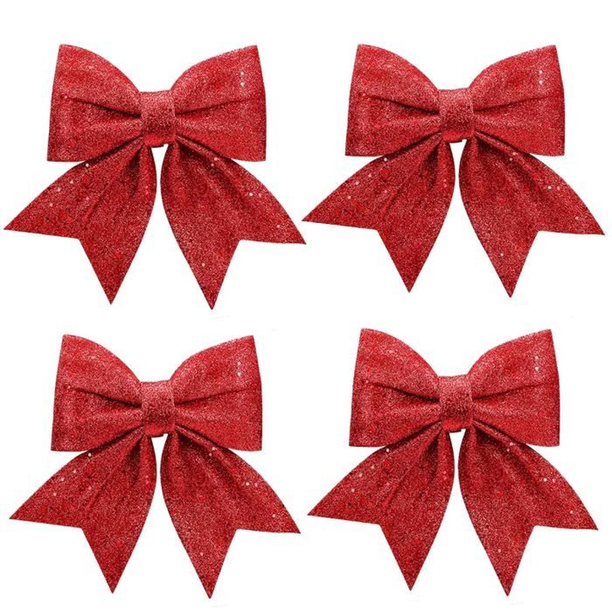 Nœuds de Noël à Paillettes 4 Pcs,VIPITH Noeud Sapin Noel Decoration