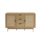 BAÏTA Meuble sous lavabo AMANA effet chêne et cannage rotin 130cm - Bois