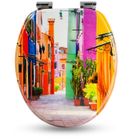 Abattant WC - SANFINO - Colorful Houses - Bois MDF - Frein de chute - Antibactérien