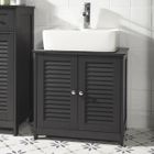 SoBuy FRG237-DG Meuble sous-Lavabo Meuble de Salle de Bain Vasque - 2 Portes et 2 étages à l’intérieur Gris